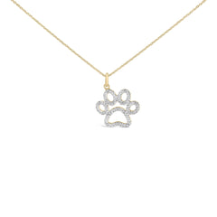 24 KT Gold Vermeil Diamond Accent Pet Paw Pendant Necklace