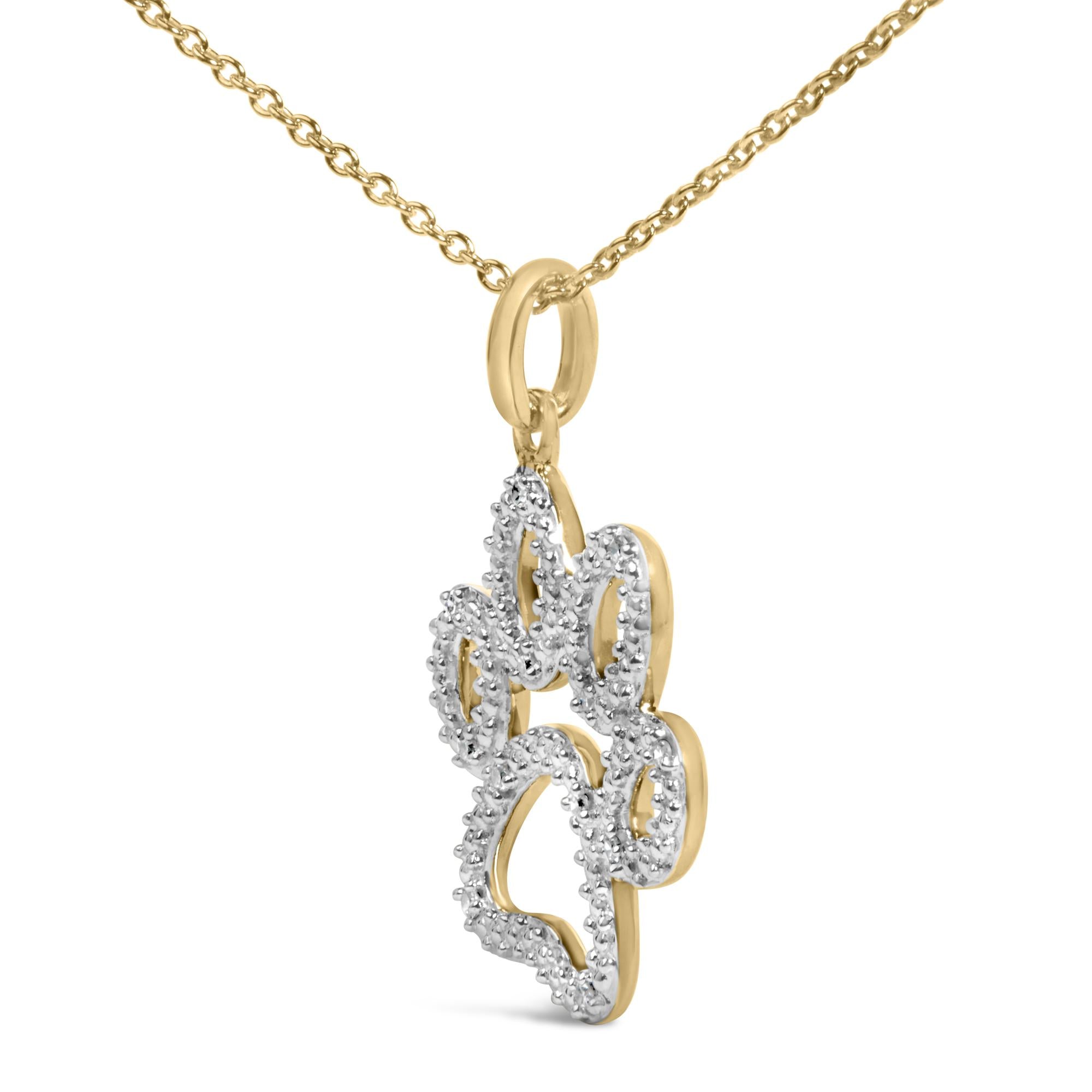 24 KT Gold Vermeil Diamond Accent Pet Paw Pendant Necklace