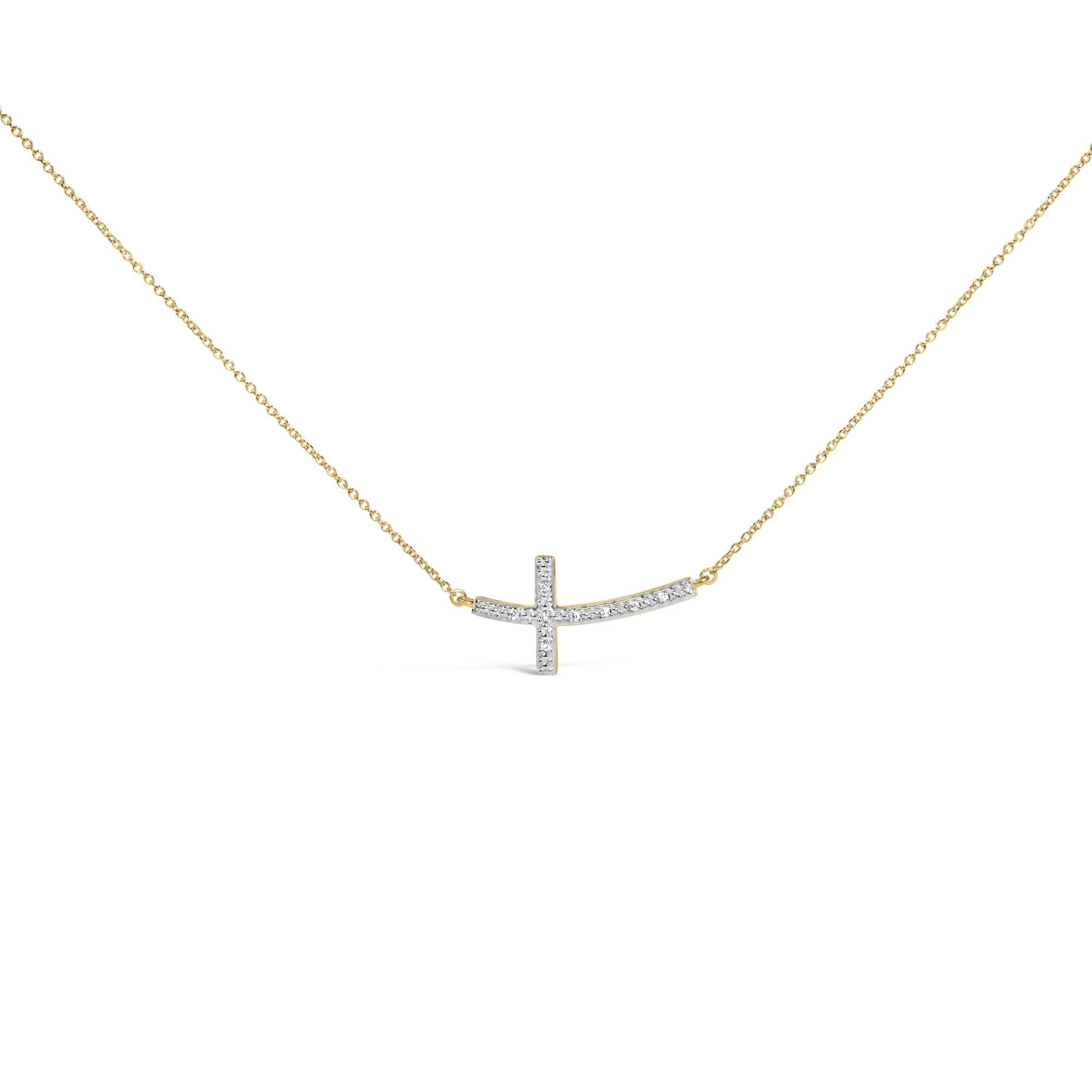 24 KT Gold Vermeil Diamond Accent Cross Bar Necklace