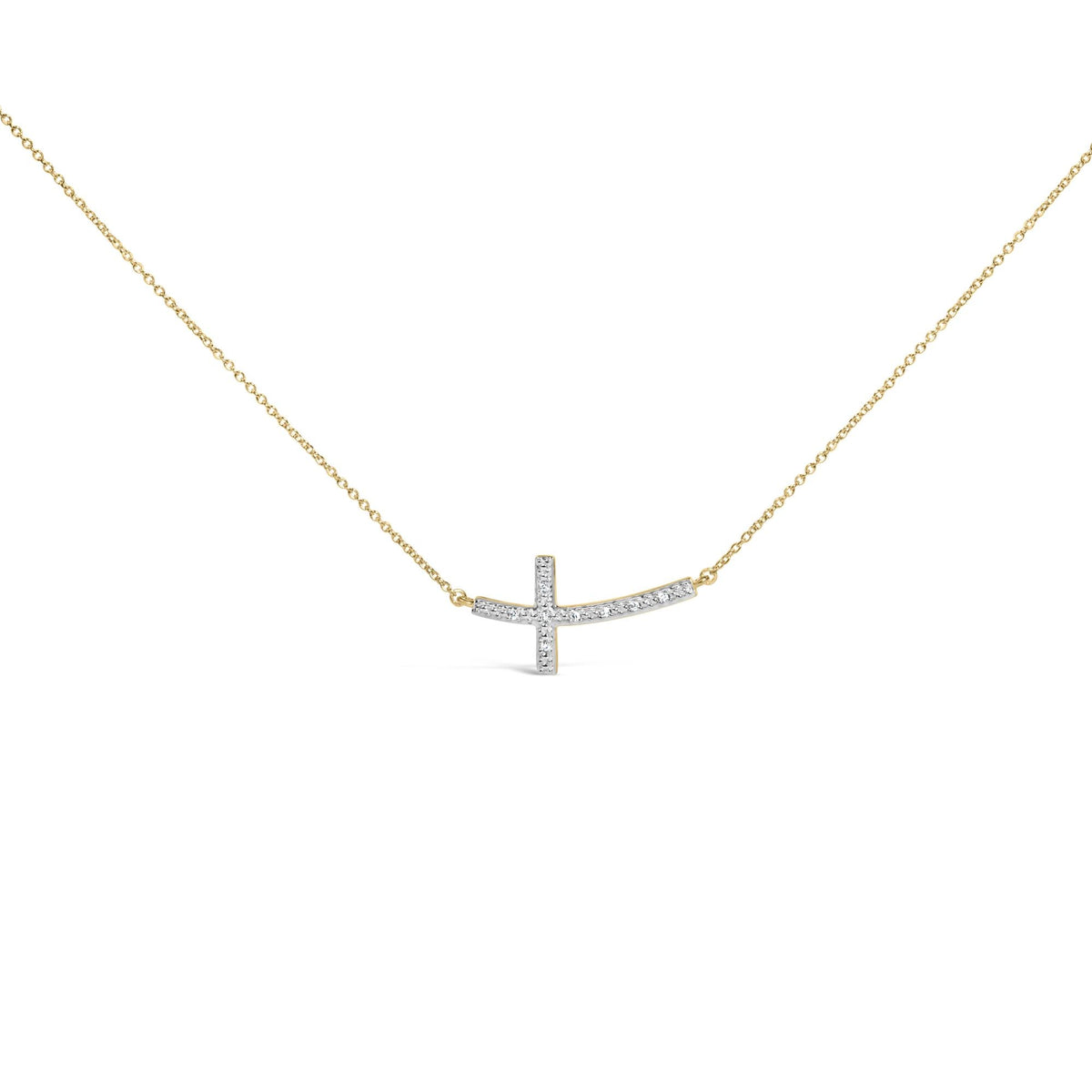 24 KT Gold Vermeil Diamond Accent Cross Bar Necklace