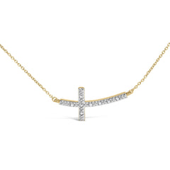 24 KT Gold Vermeil Diamond Accent Cross Bar Necklace