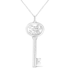 .925 Sterling Silver Diamond Accent Zodiac Key 18" Pendant Necklace (K-L Color, I1-I2 Clarity)