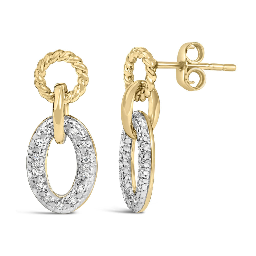 Gold Vermeil 1/10 Cttw Diamond Oval Link Earrings