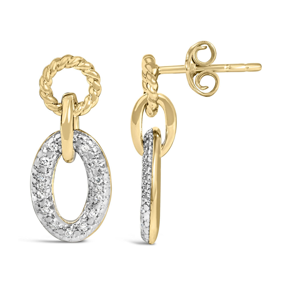 Gold Vermeil 1/10 Cttw Diamond Oval Link Earrings