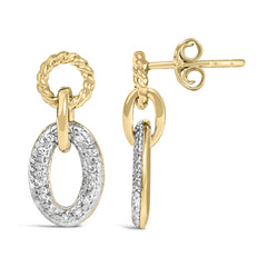 Gold Vermeil 1/10 Cttw Diamond Oval Link Earrings