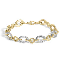 Gold Vermeil 1/10 Cttw Diamond Oval Link Bracelet