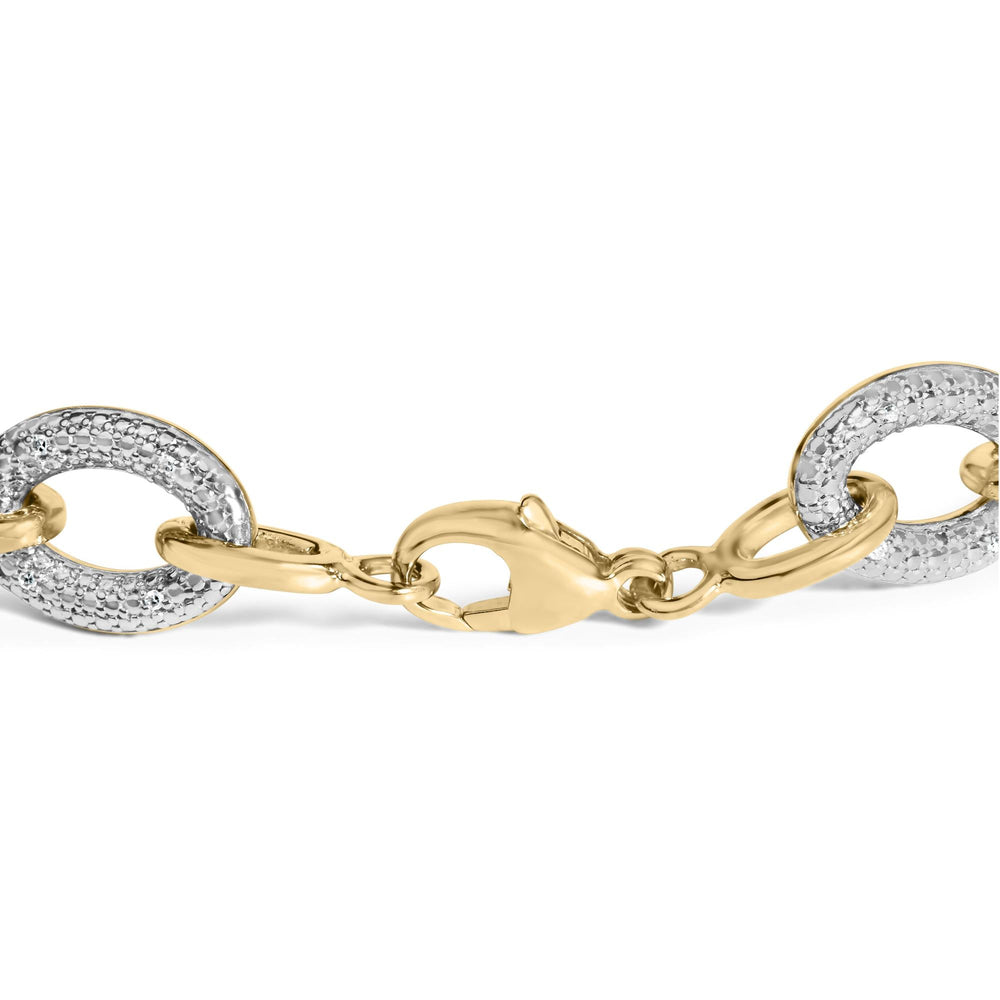 Gold Vermeil 1/10 Cttw Diamond Oval Link Bracelet