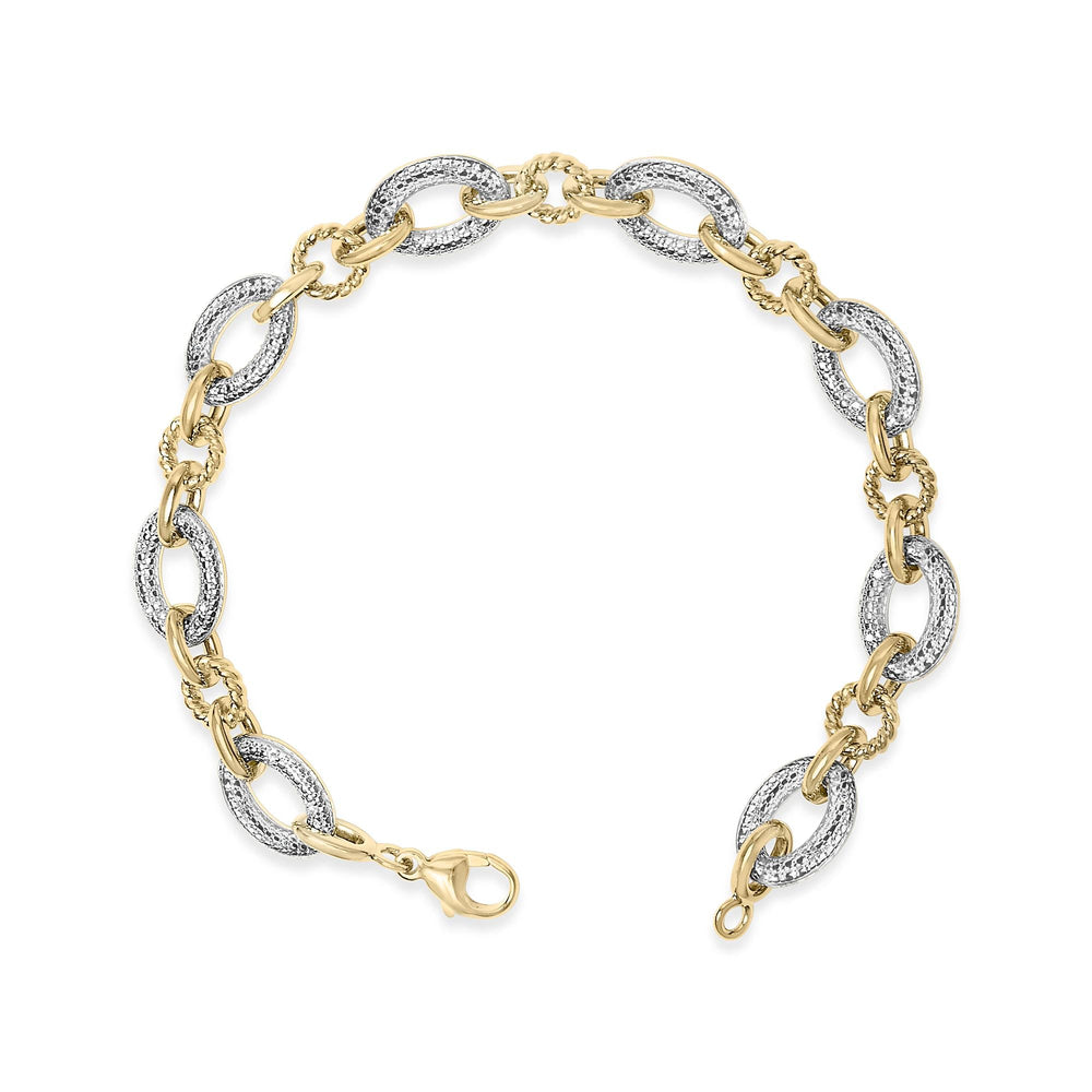 Gold Vermeil 1/10 Cttw Diamond Oval Link Bracelet