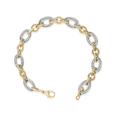 Gold Vermeil 1/10 Cttw Diamond Oval Link Bracelet