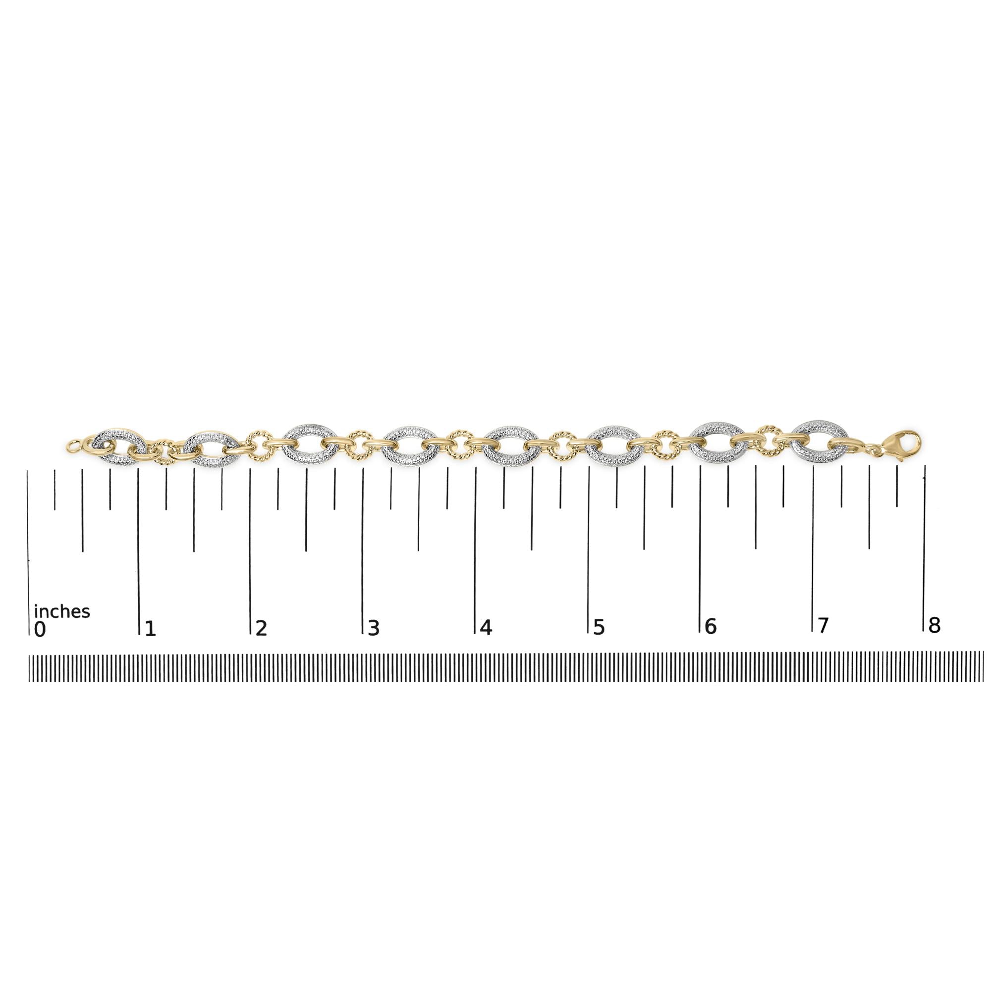 Gold Vermeil 1/10 Cttw Diamond Oval Link Bracelet