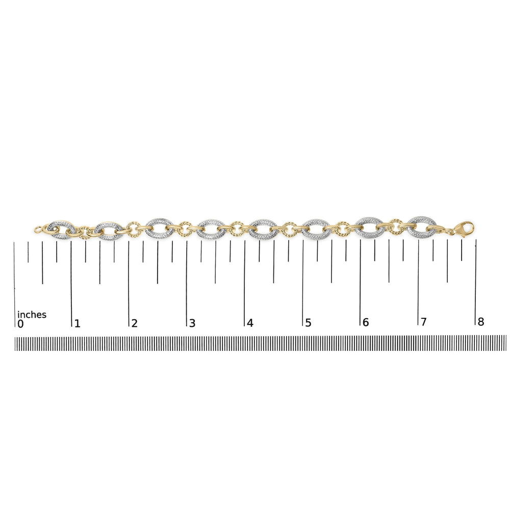Gold Vermeil 1/10 Cttw Diamond Oval Link Bracelet