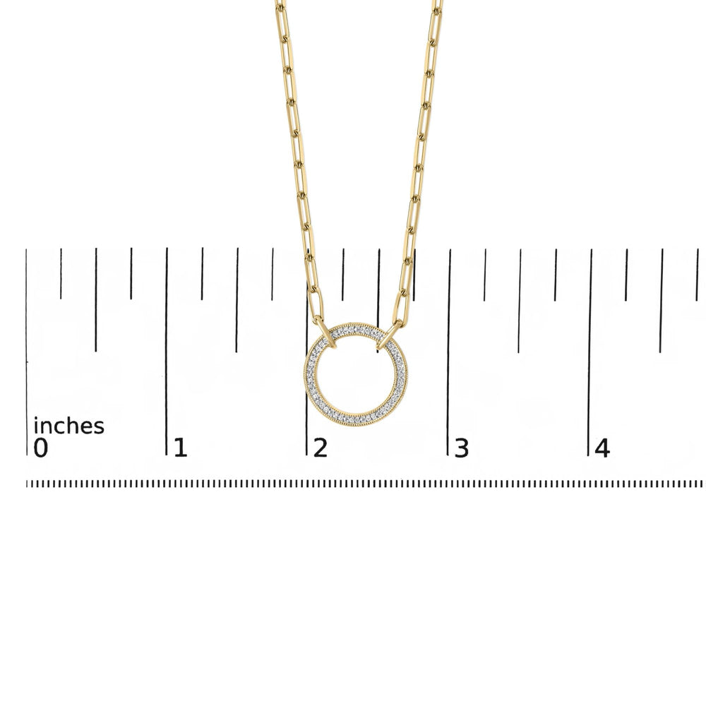 Gold Vermeil 1/10 Cttw Diamond Paperclip Chain Circle Pendant Necklace