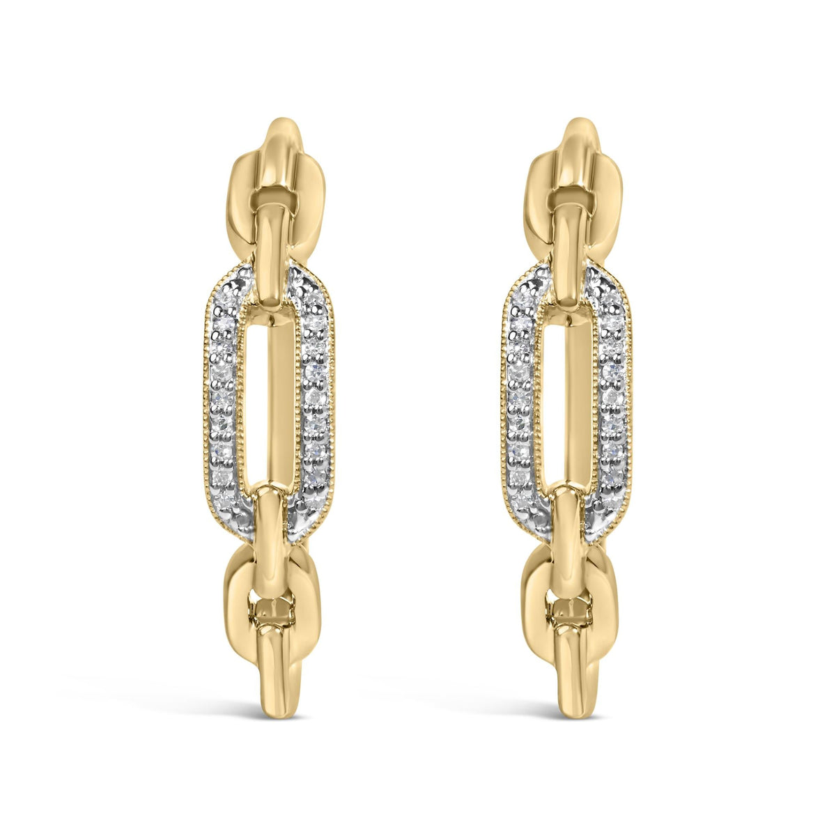 Gold Vermeil 1/10 Cttw Diamond Paperclip Hoop Earring