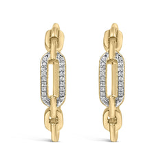 Gold Vermeil 1/10 Cttw Diamond Paperclip Hoop Earring
