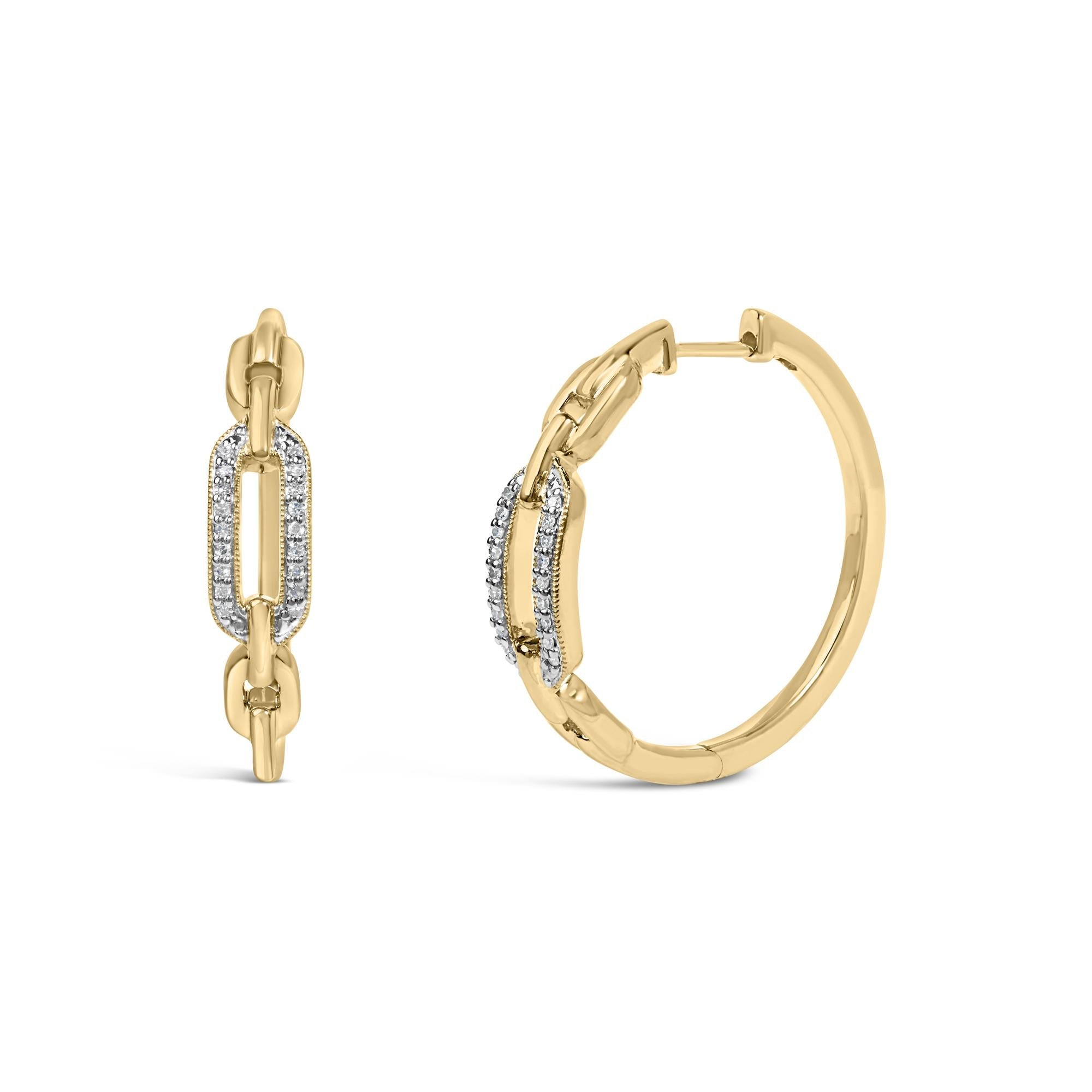Gold Vermeil 1/10 Cttw Diamond Paperclip Hoop Earring