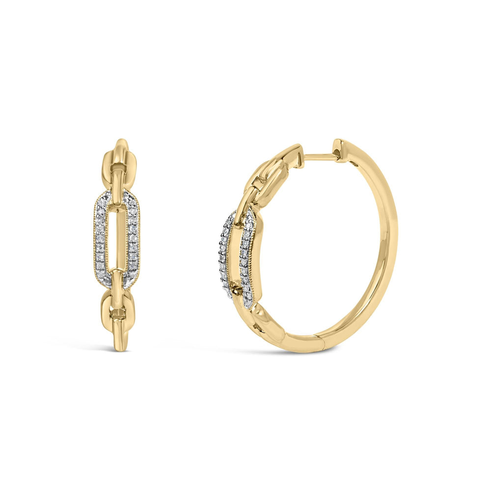Gold Vermeil 1/10 Cttw Diamond Paperclip Hoop Earring
