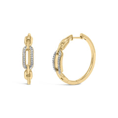 Gold Vermeil 1/10 Cttw Diamond Paperclip Hoop Earring