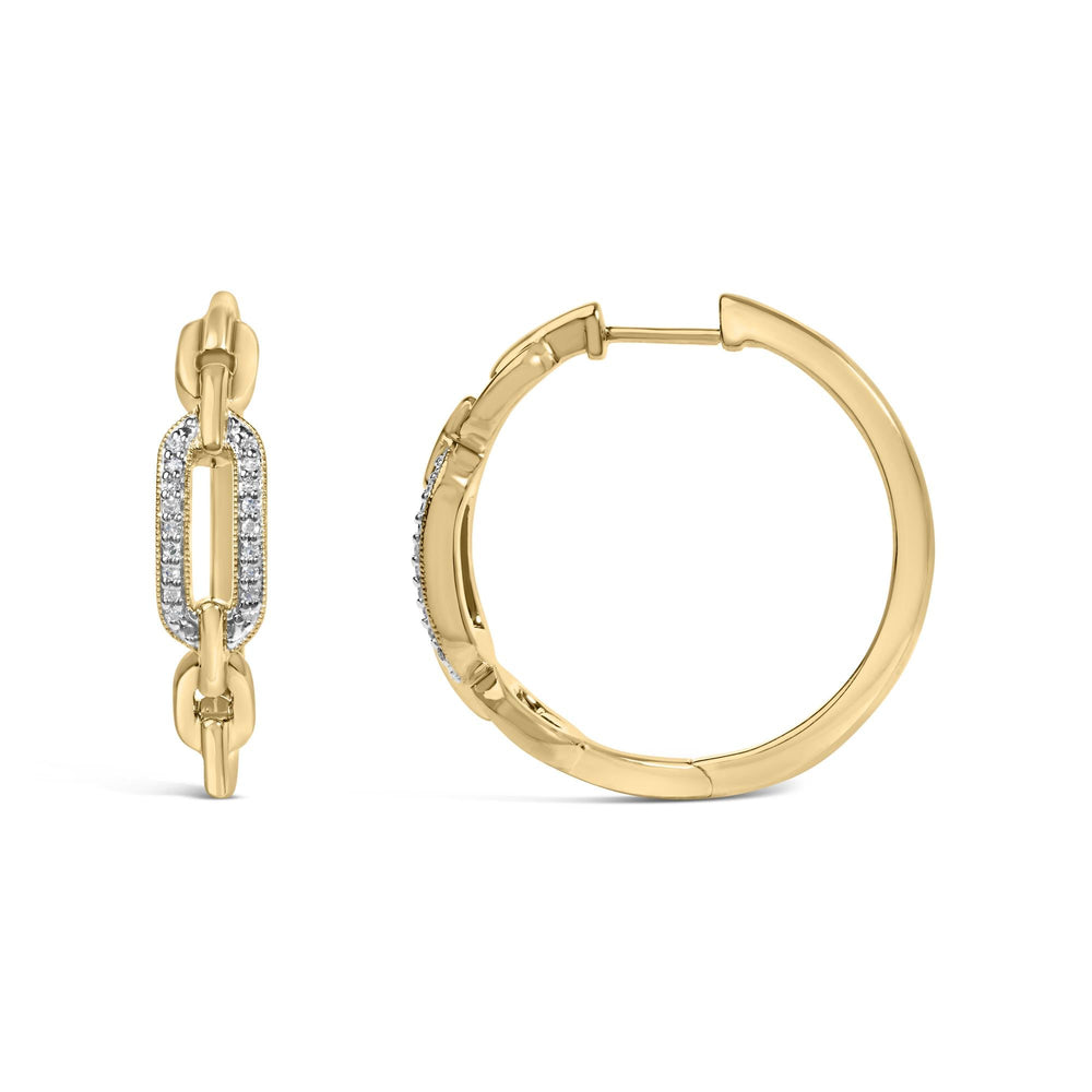 Gold Vermeil 1/10 Cttw Diamond Paperclip Hoop Earring