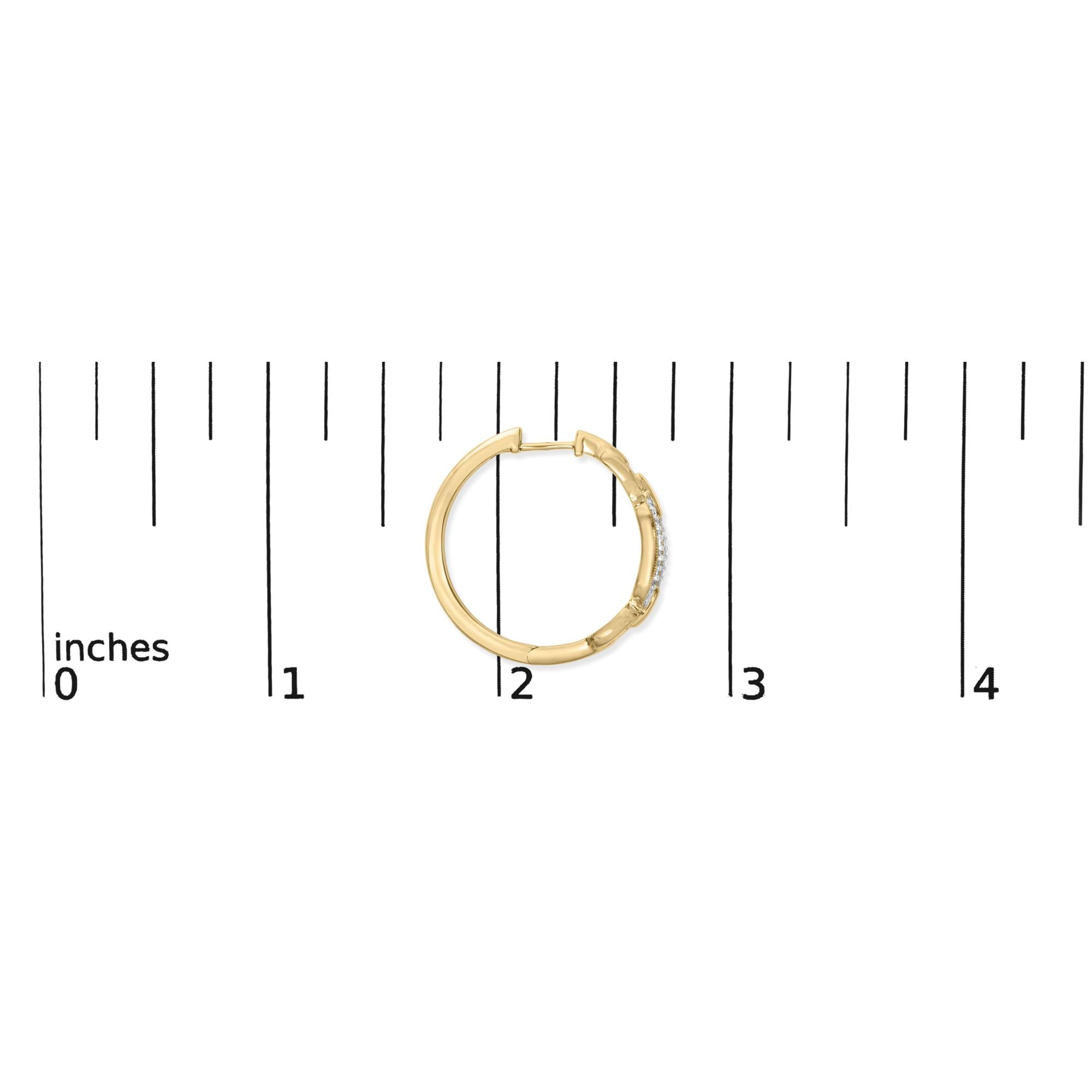 Gold Vermeil 1/10 Cttw Diamond Paperclip Hoop Earring