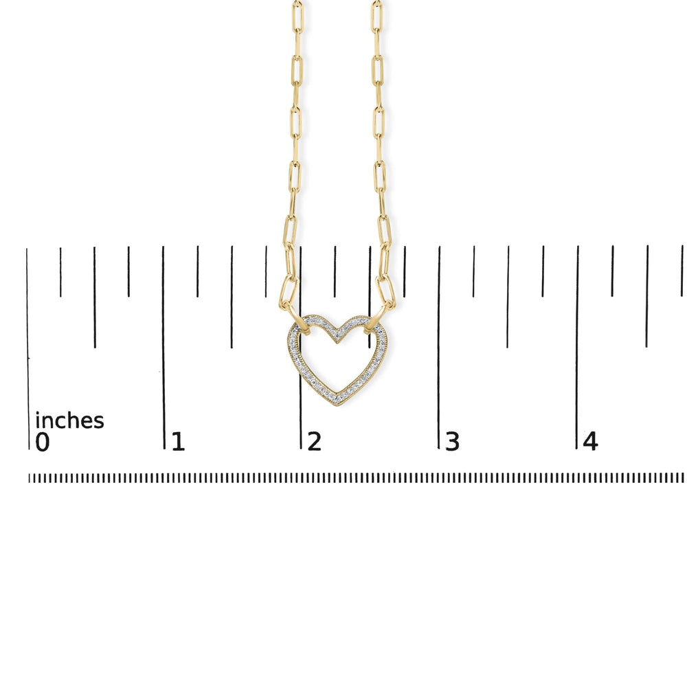 Gold Vermeil 1/10 Cttw Diamond Paperclip Chain Heart Pendant Necklace