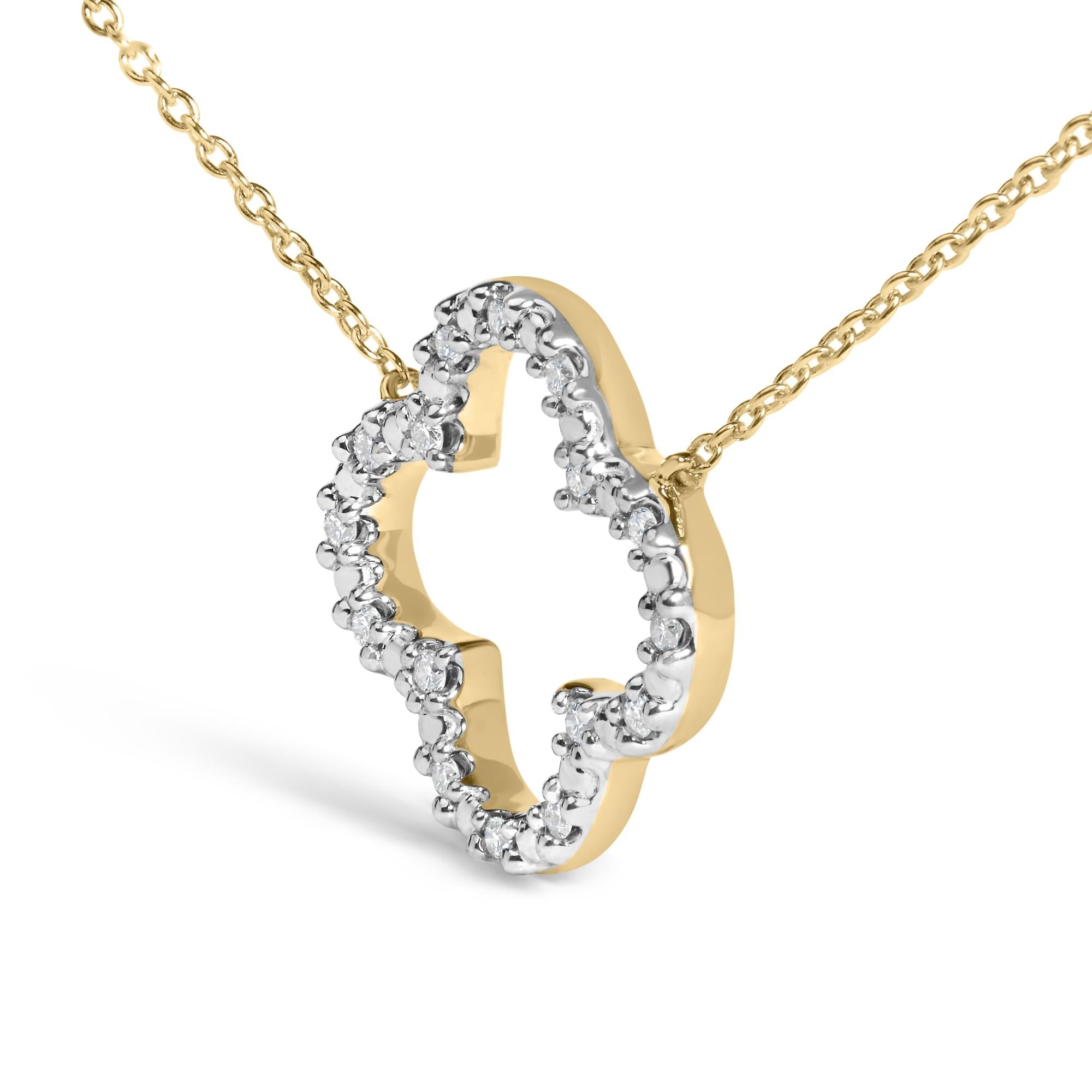 Gold Vermeil 1/10 Cttw Diamond Clover Pendant Necklace