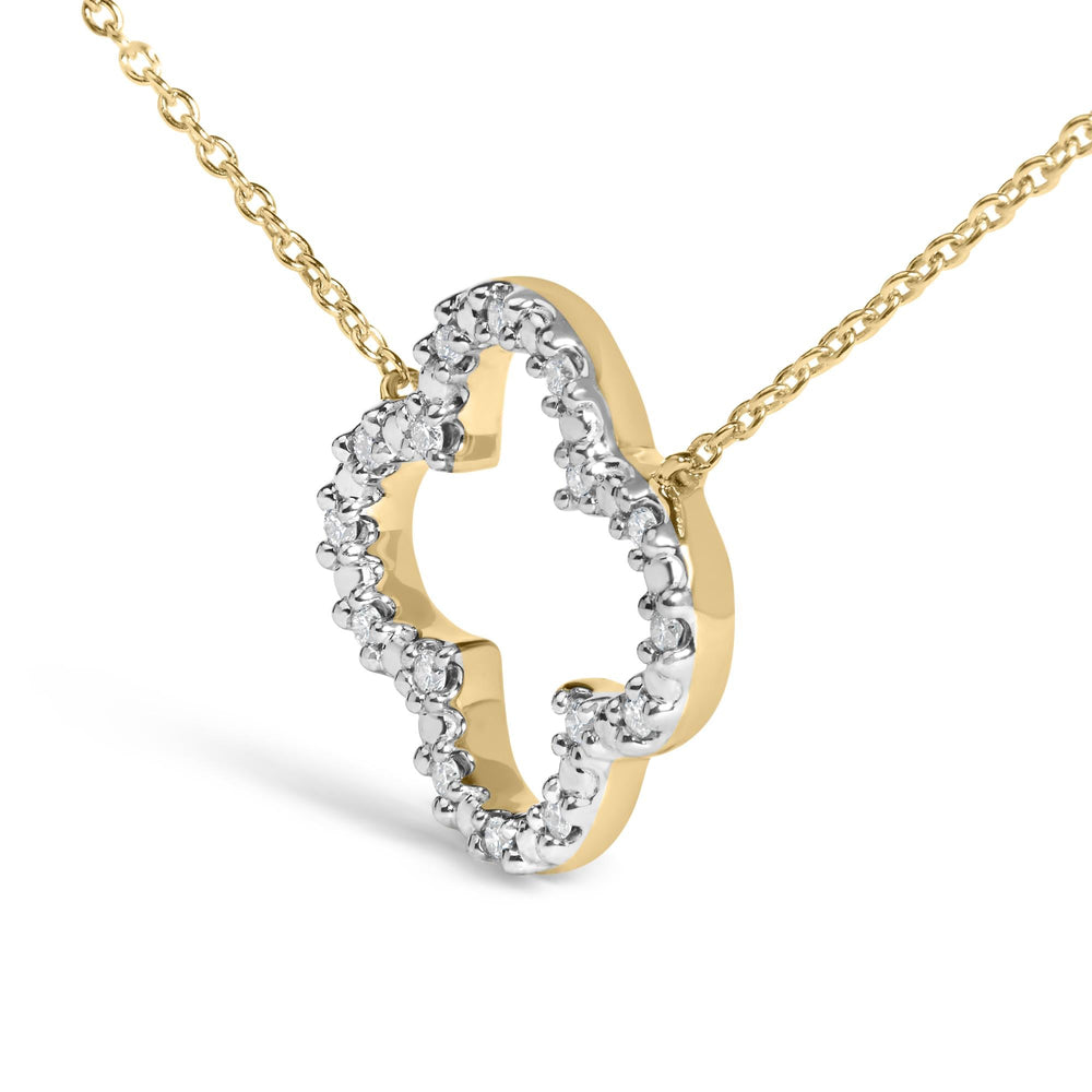 Gold Vermeil 1/10 Cttw Diamond Clover Pendant Necklace