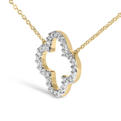 Gold Vermeil 1/10 Cttw Diamond Clover Pendant Necklace
