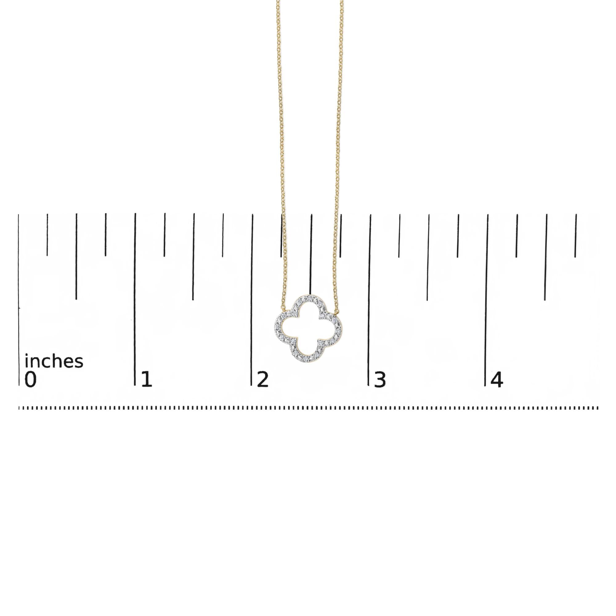 Gold Vermeil 1/10 Cttw Diamond Clover Pendant Necklace