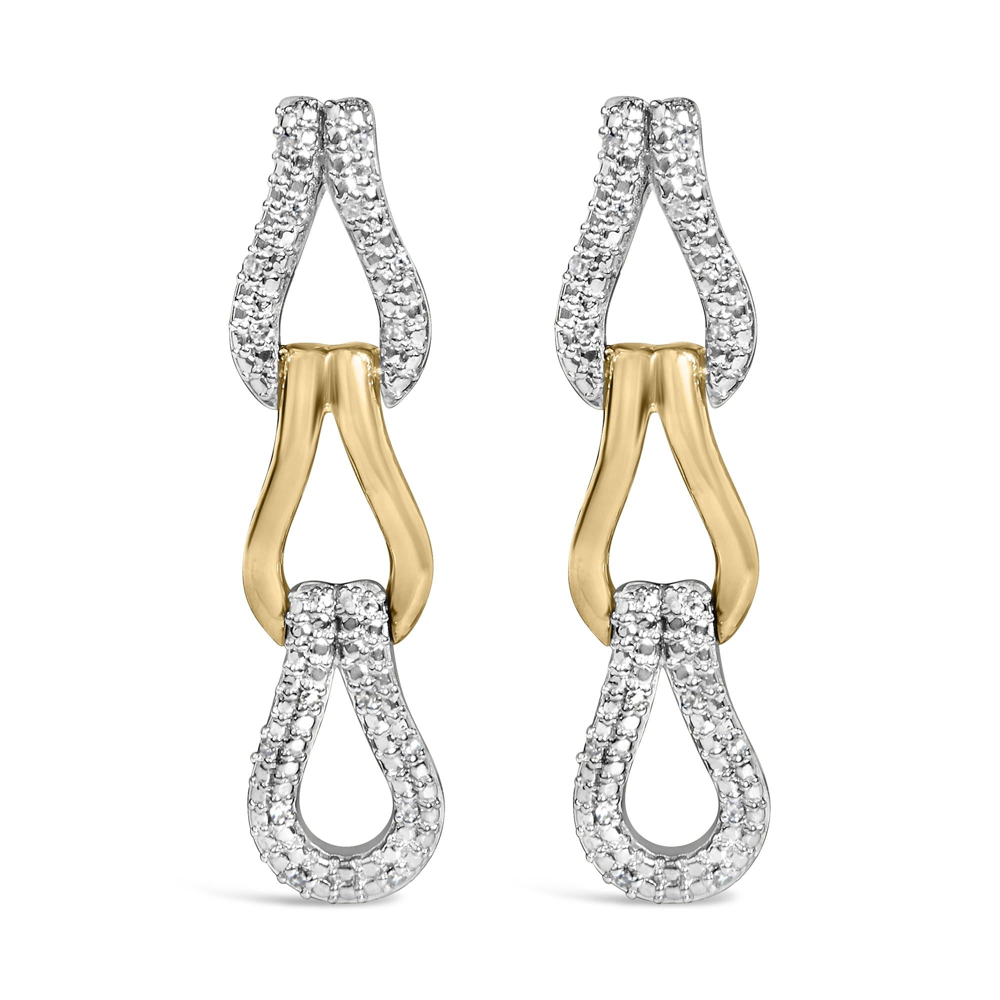Gold Vermeil 1/10 Cttw Diamond Bold Knot Link Earring