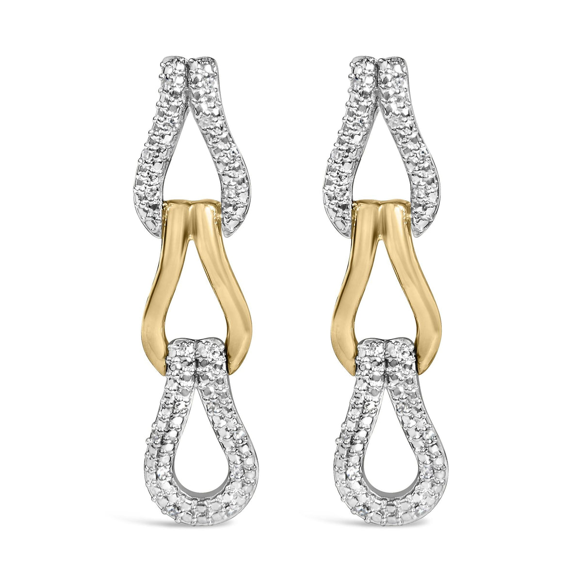Gold Vermeil 1/10 Cttw Diamond Bold Knot Link Earring