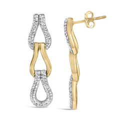 Gold Vermeil 1/10 Cttw Diamond Bold Knot Link Earring