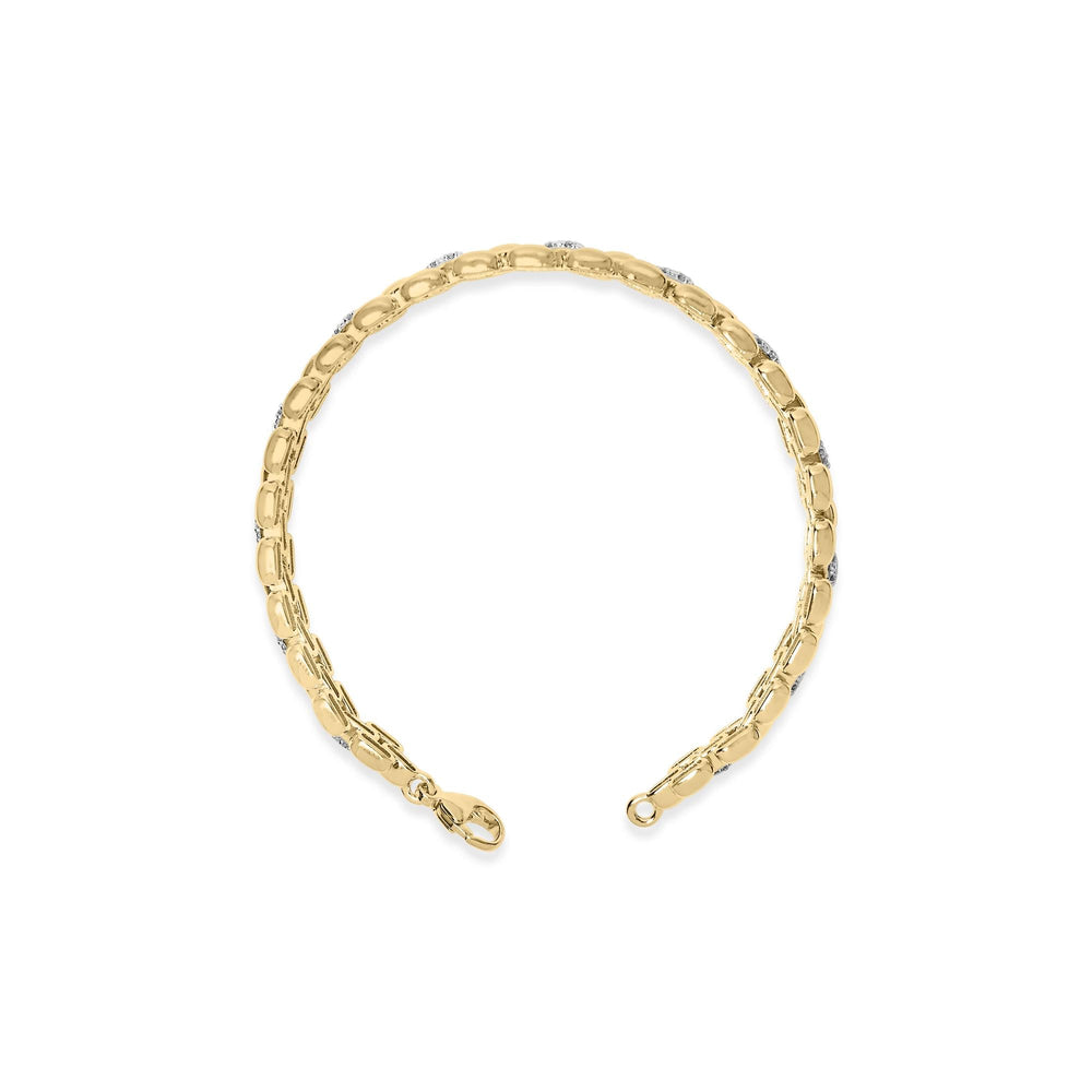 Gold Vermeil Plated Sterling Silver 1/7 Cttw Diamond Panther Link Bracelet