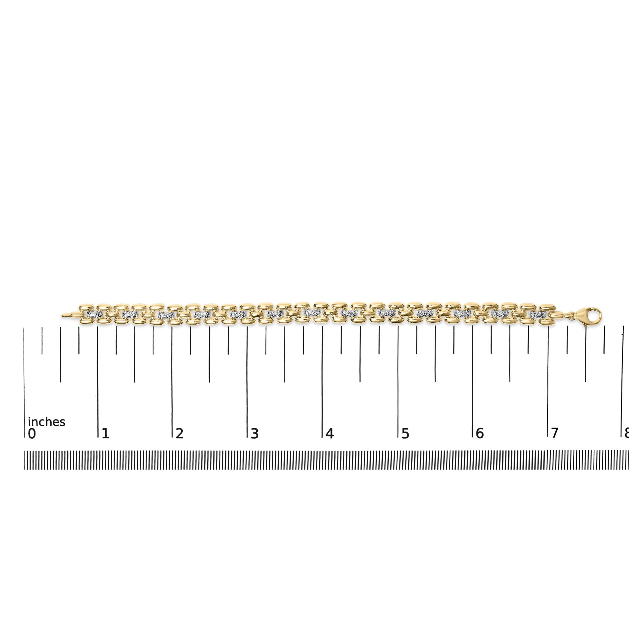 Gold Vermeil Plated Sterling Silver 1/7 Cttw Diamond Panther Link Bracelet