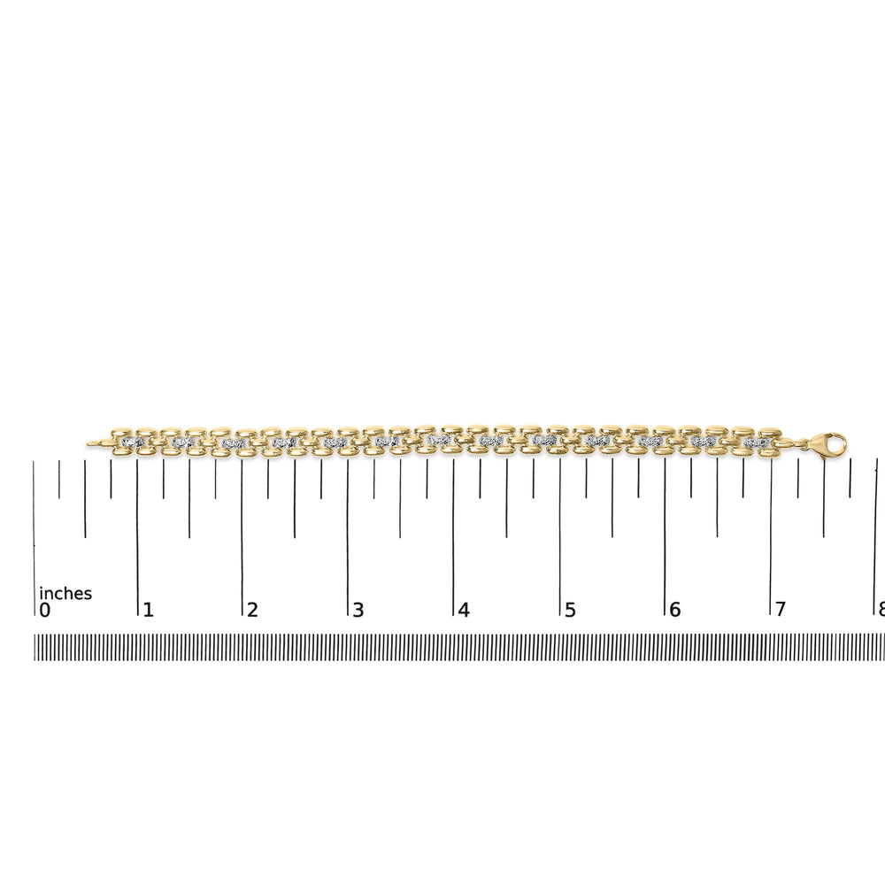 Gold Vermeil Plated Sterling Silver 1/7 Cttw Diamond Panther Link Bracelet