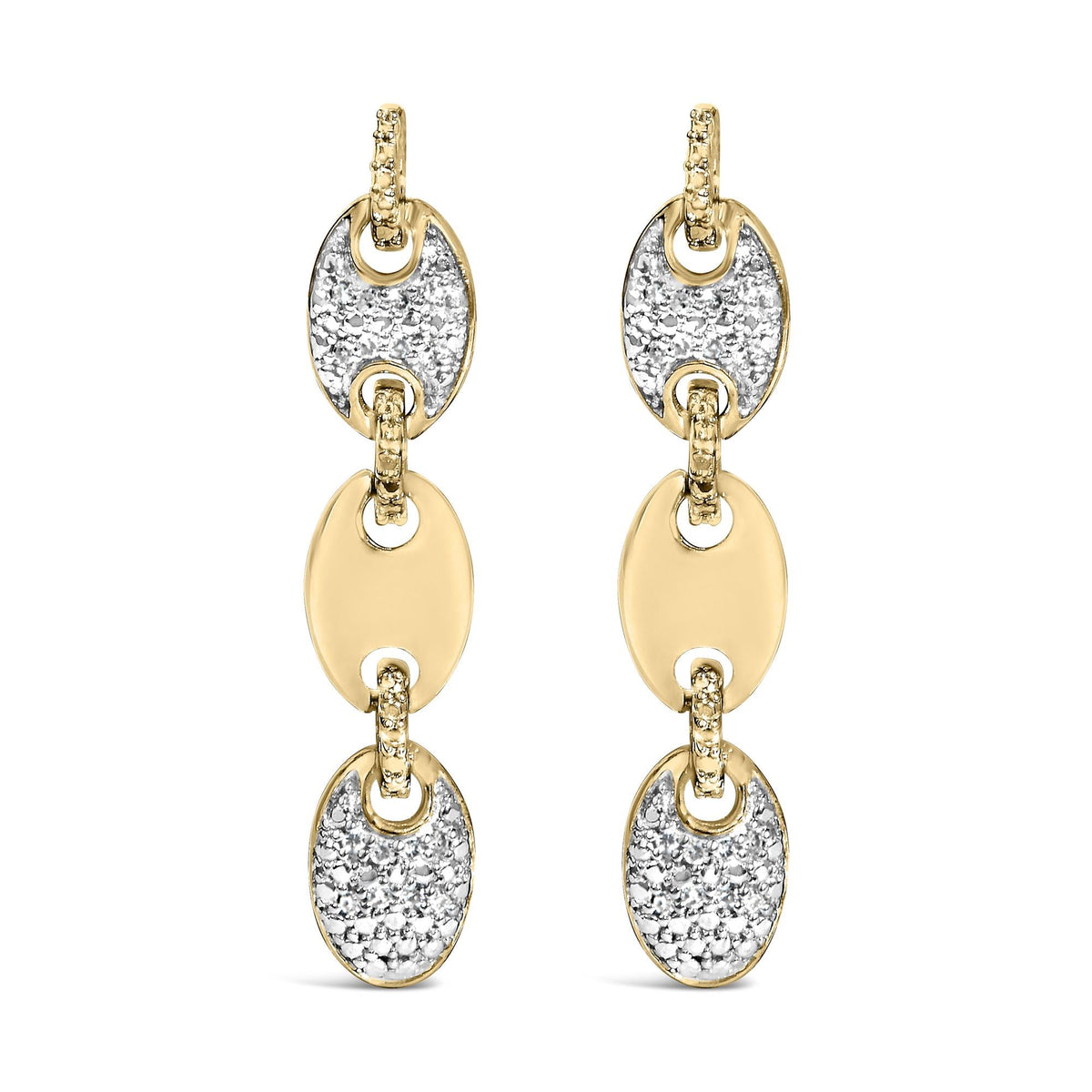 Gold Vermeil 1/10 Cttw Diamond Bold Disc Link Earring