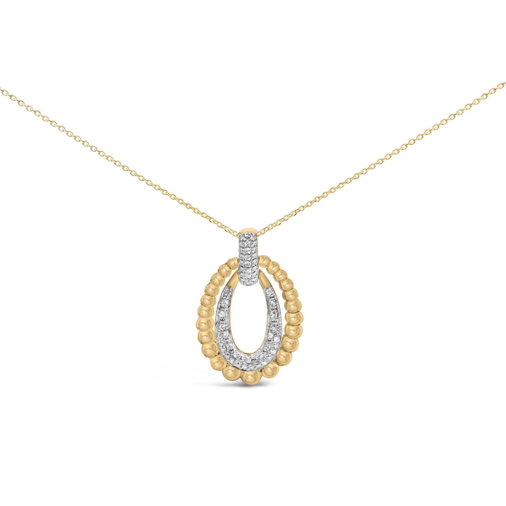 Gold Vermeil 1/10 Cttw Diamond Bold Bead Pendant Necklace