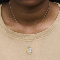 Gold Vermeil 1/10 Cttw Diamond Bold Bead Pendant Necklace