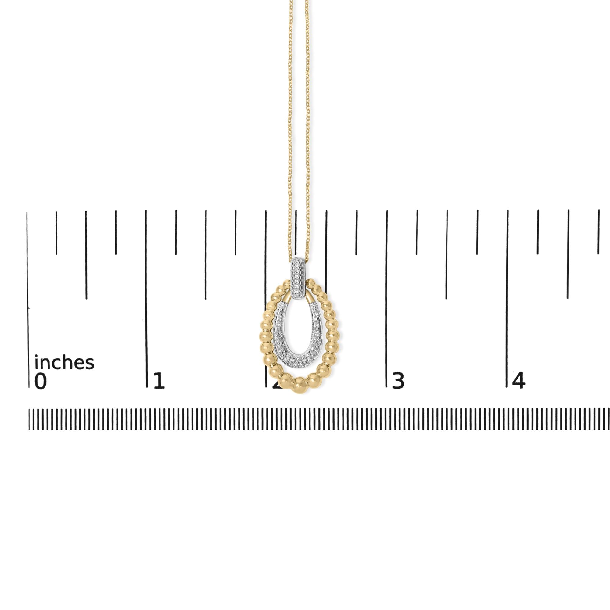 Gold Vermeil 1/10 Cttw Diamond Bold Bead Pendant Necklace