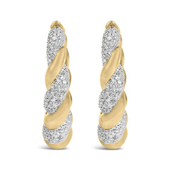 Gold Vermeil 1/10 Cttw Diamond Bold Rope Hoop Earring