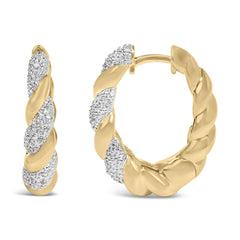 Gold Vermeil 1/10 Cttw Diamond Bold Rope Hoop Earring