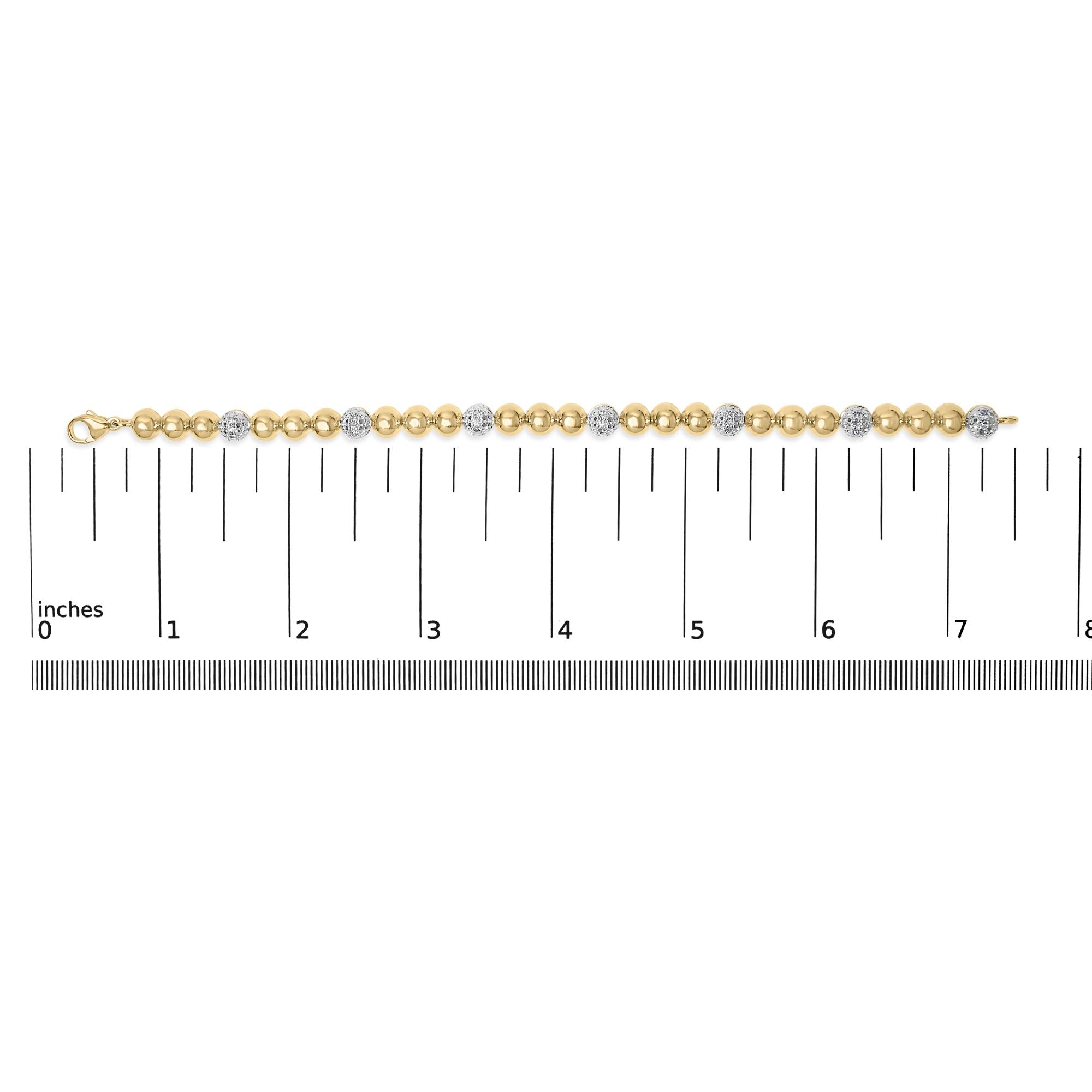 Gold Vermeil 1/5 Cttw Diamond Bold Dome Bead Link Bracelet
