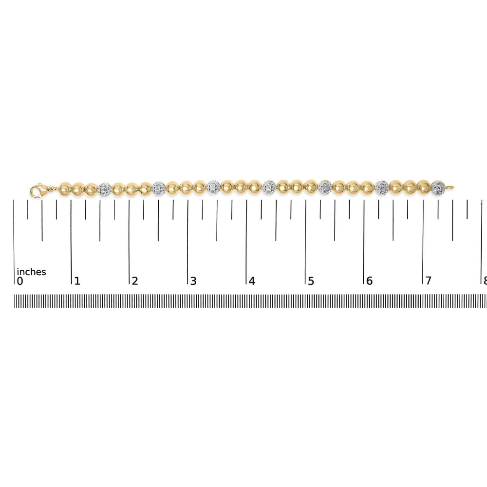 Gold Vermeil 1/5 Cttw Diamond Bold Dome Bead Link Bracelet