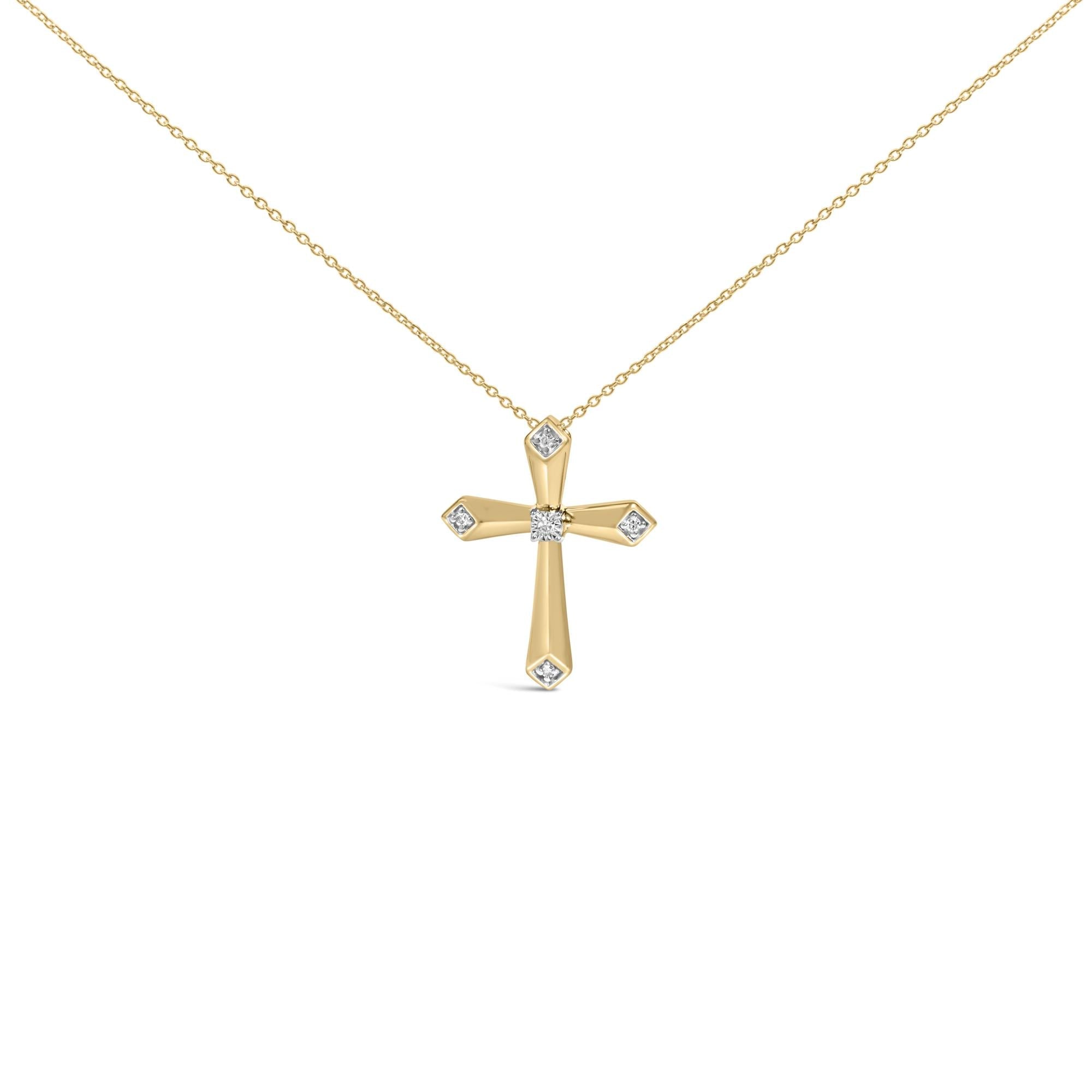 Gold Vermeil Diamond Accent Cross Pendant Necklace