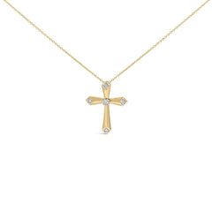 Gold Vermeil Diamond Accent Cross Pendant Necklace