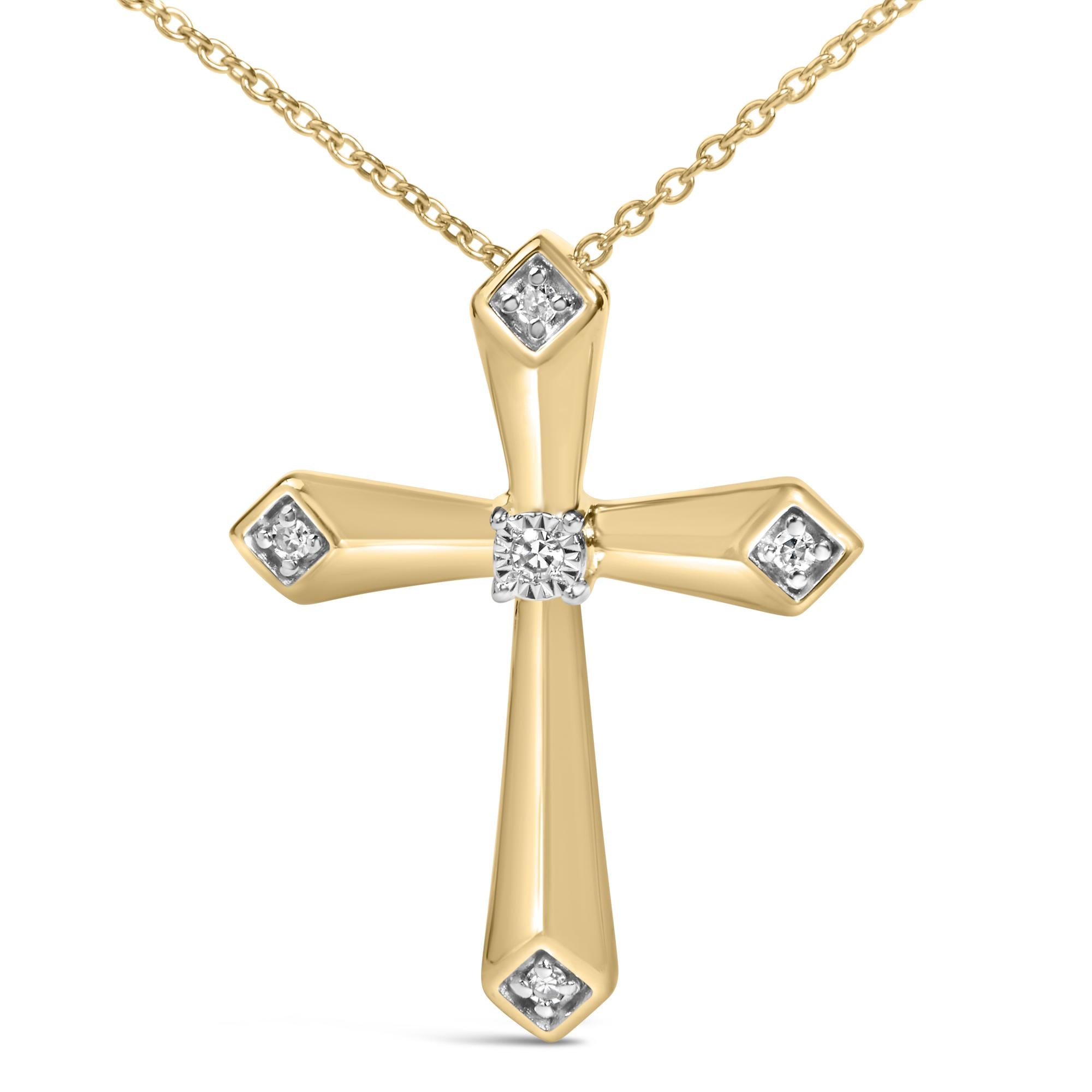 Gold Vermeil Diamond Accent Cross Pendant Necklace