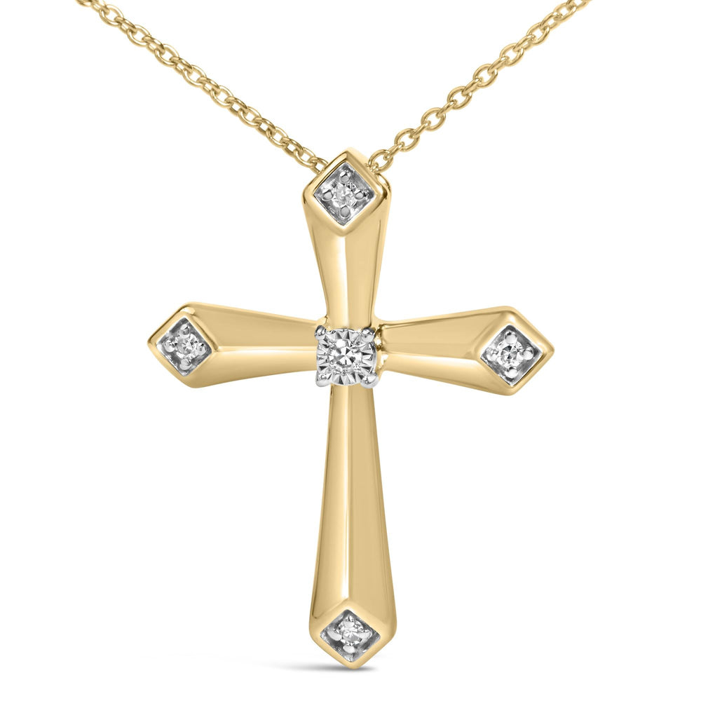 Gold Vermeil Diamond Accent Cross Pendant Necklace