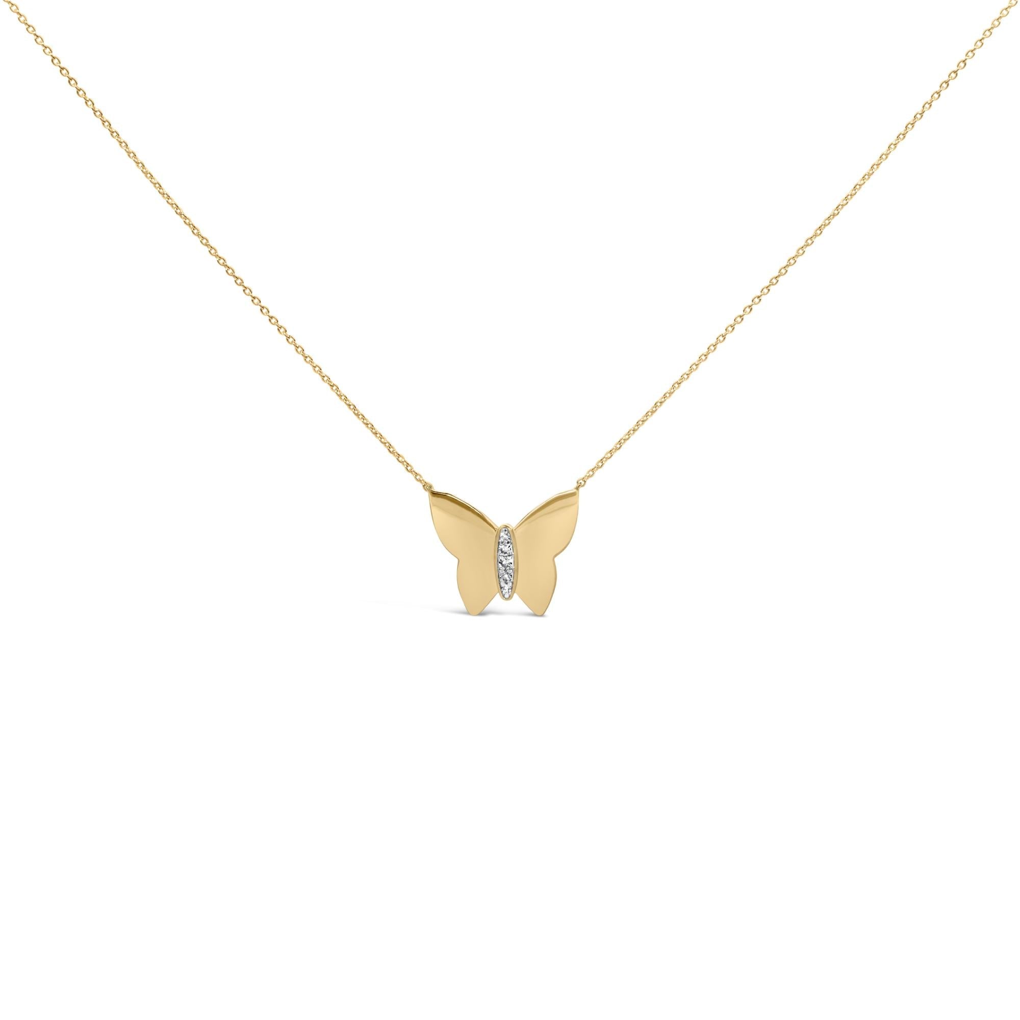 Gold Vermeil Diamond Accent Butterfly Pendant Necklace