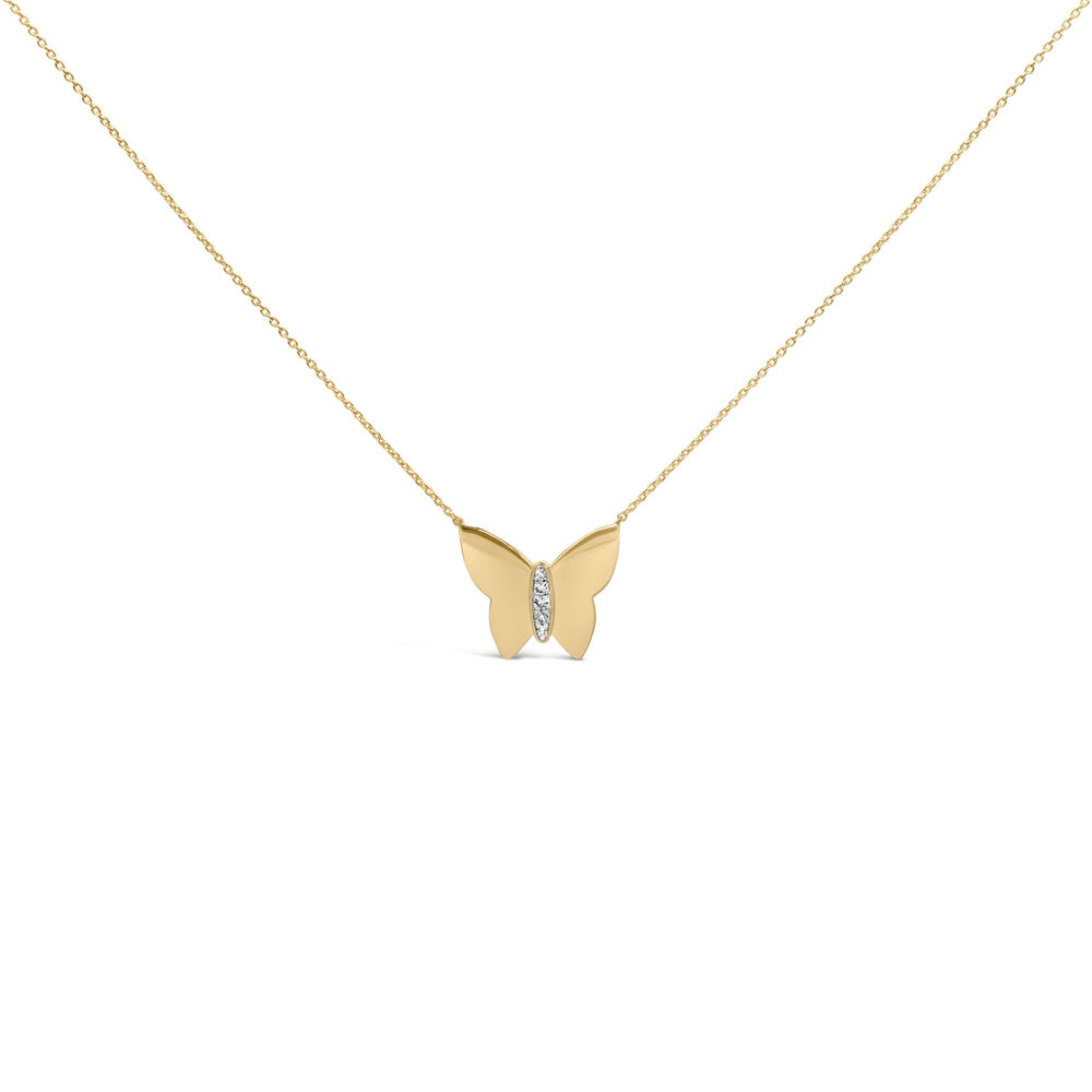 Gold Vermeil Diamond Accent Butterfly Pendant Necklace