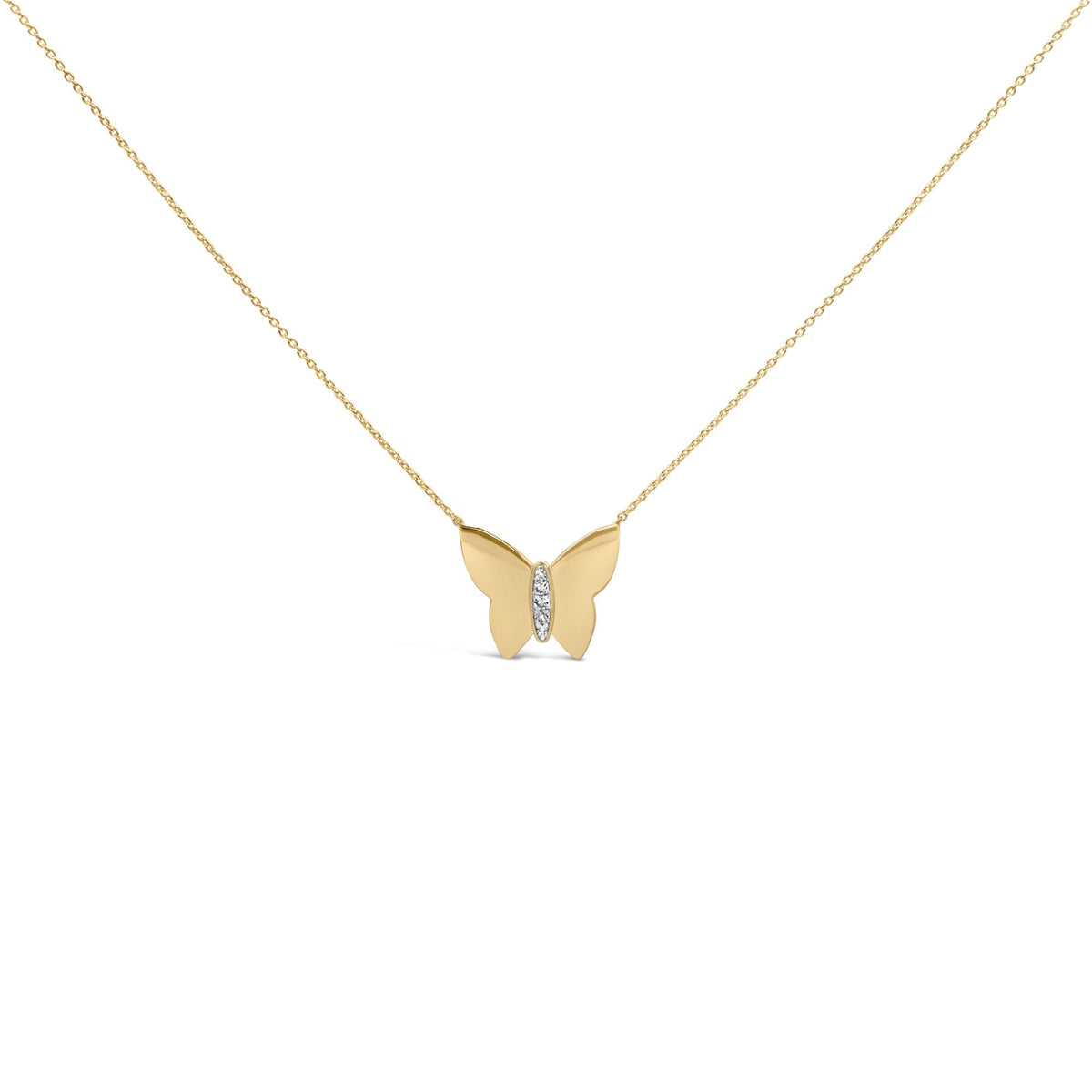 Gold Vermeil Diamond Accent Butterfly Pendant Necklace