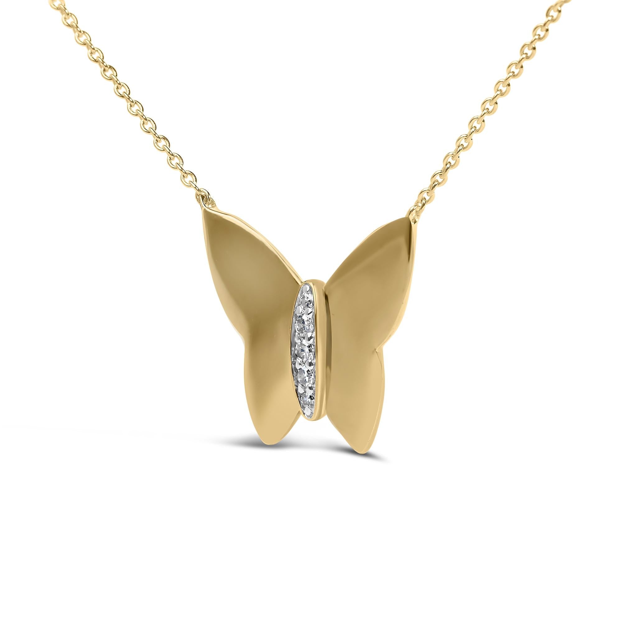 Gold Vermeil Diamond Accent Butterfly Pendant Necklace